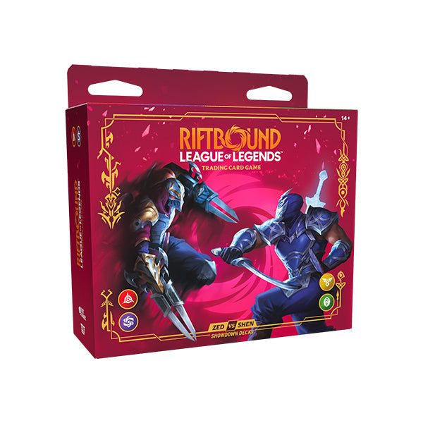 PREVENTA Riftbound TCG: Set 4- Vendetta- Showdown Decks Display- Zed vs Shen