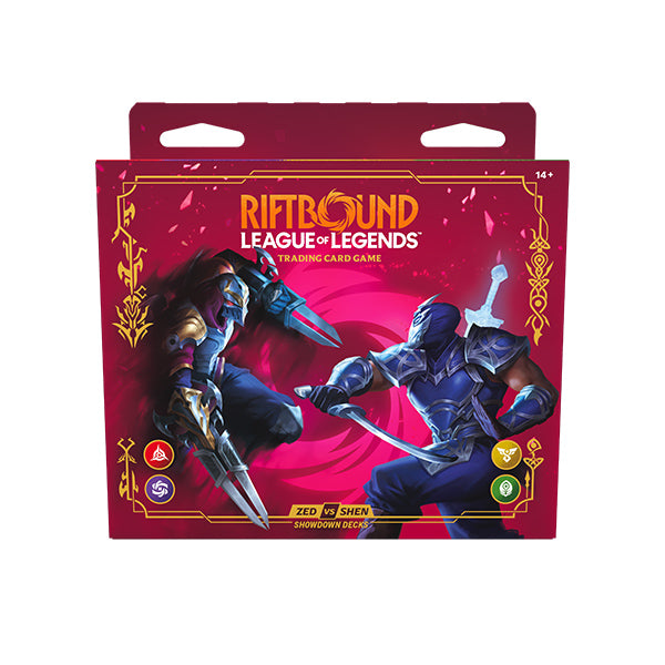 PREVENTA Riftbound TCG: Set 4- Vendetta- Showdown Decks Display- Zed vs Shen