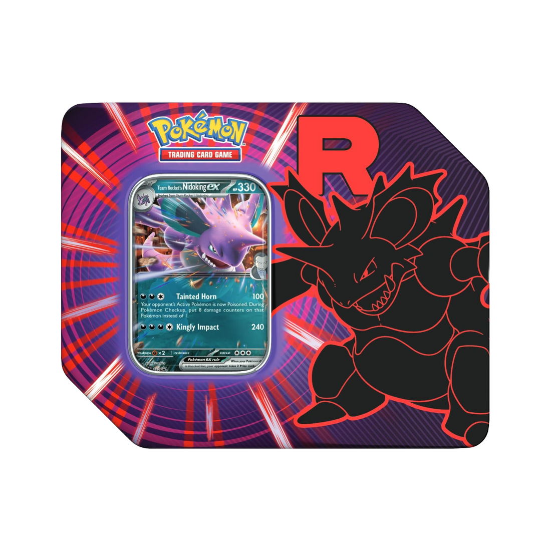 Pokémon TCG Team Rocket Tin MewTwo, Persian o Nidoking INGLÉS