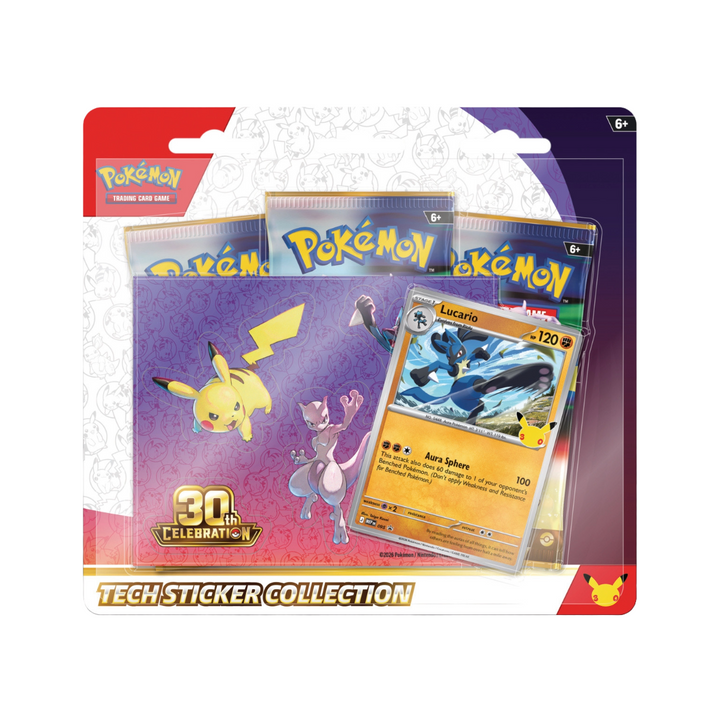 PREVENTA PAQUETE Pokémon TCG: 30th Celebration-Tech Sticker Collection Inglés y Español